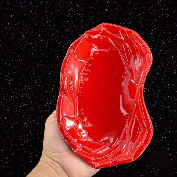 Williams Sonoma Red Crab Plate Dish Ceramic Porcelain Dish Marked 8”L 5”W - Picture 2 of 10